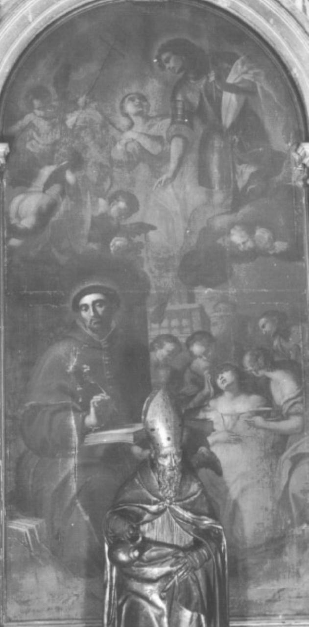 San Bonaventura e i Santi Vittore e Corona in gloria (dipinto) di Ridolfi Agostino (attribuito) - ambito bellunese (prima metà sec. XVIII)