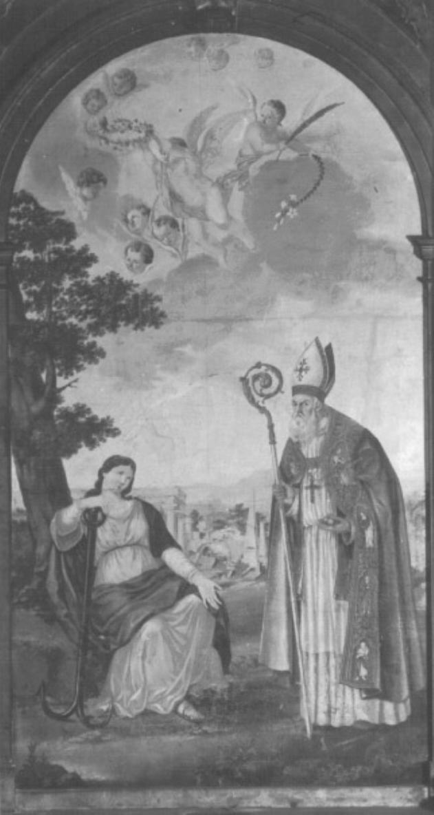 Santa Filomena e San Nicolò di Bari (dipinto) di Lot Bruna - ambito feltrino (sec. XIX)