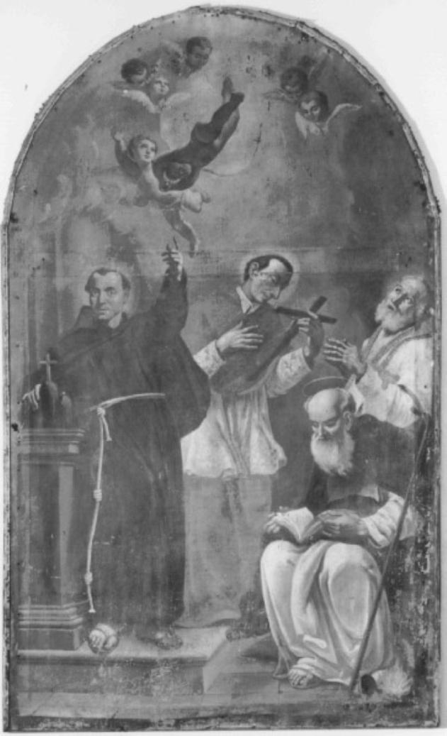 Beato Bernardino, San Carlo Borromeo, Sant'Antonio Abate, San Filippo Neri (dipinto) - ambito feltrino (?) (prima metà sec. XIX)