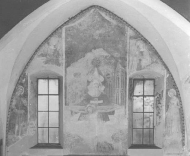 La trinità/ annunciazione/ santi (dipinto) - ambito padano (primo quarto sec. XV)
