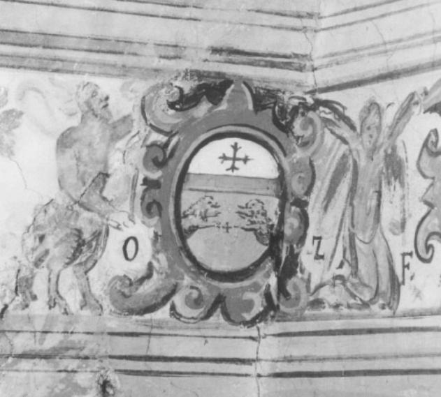 stemma della famiglia Zasio Tra Fauno e angelo (dipinto) - ambito feltrino (sec. XVII)
