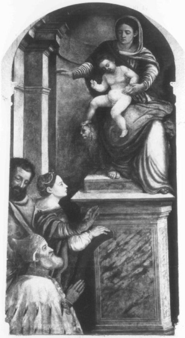 Madonna col Bambino, Santa Caterina d'Alessandria, San Marco e un doge (dipinto) - ambito veneto (seconda metà sec. XVI)