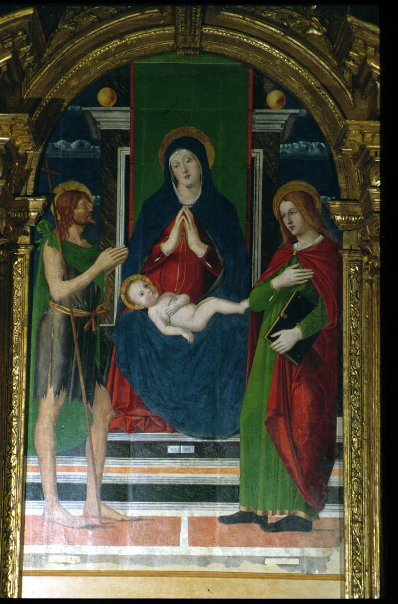 Madonna con Bambino tra Santa Maria Maddalena e San Giovanni Battista (dipinto) di Jacopo Da Valenza - ambito veneto (sec. XVI)