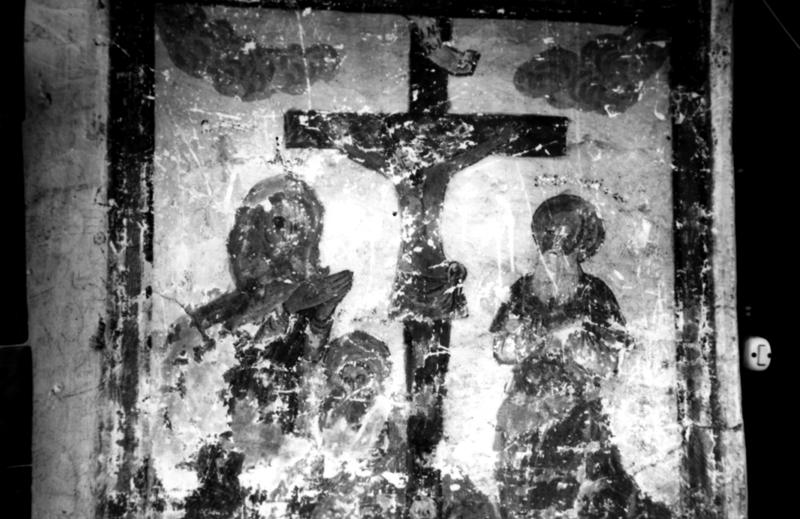 Cristo crocifisso con la Madonna, Sant'Anna e San Gioacchino (dipinto) di Tomea Giovanni Antonio (attribuito) - ambito veneto (sec. XVIII)