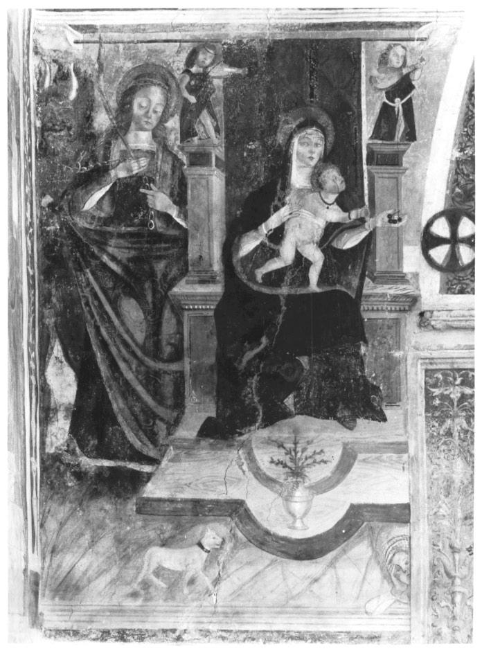 Madonna con Bambino in trono e Santa Margherita (dipinto) di Gner Antonio, Zago Antonio (secc. XV/ XVI)