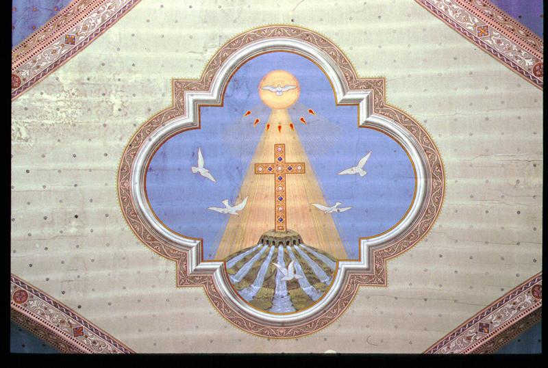 croce con colomba dello Spirito santo (dipinto, elemento d'insieme) di Beni Antonio - ambito veneto (inizio sec. XX)