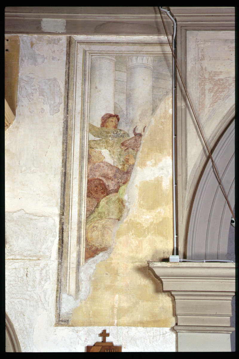 finta architettura con figure (dipinto, frammento) di Moech Girolamo (attribuito) - ambito veneto (prima metà sec. XIX)