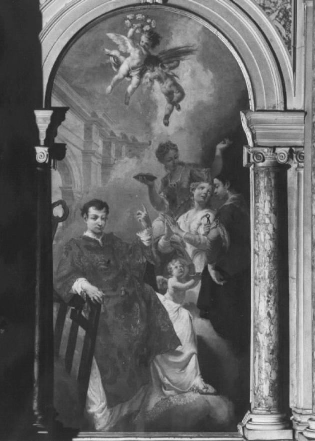 San Lorenzo martire, Santa Lucia, Sant'Agata, Sant'Apollonia (dipinto) di Dall'Oglio Egidio (sec. XVIII)
