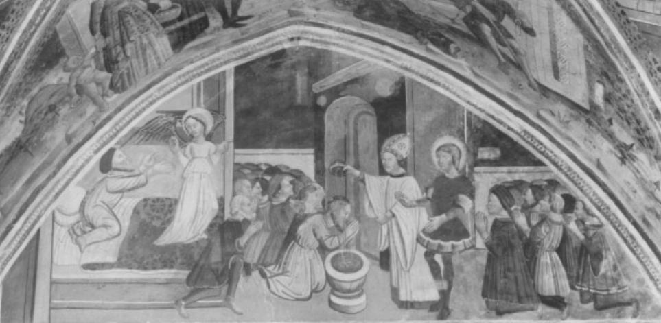 L'angelo appare a Cromazio guarito il quale riceve il battesimo (dipinto) di Vivarini Antonio (cerchia) (seconda metà sec. XV)