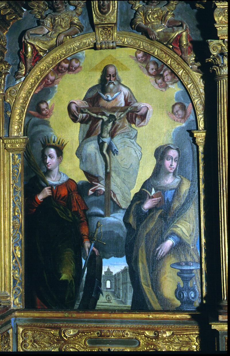 Trinità e Santi (dipinto) di Arnosti Silvestro (attribuito) - ambito veneto (secc. XVI/ XVII)
