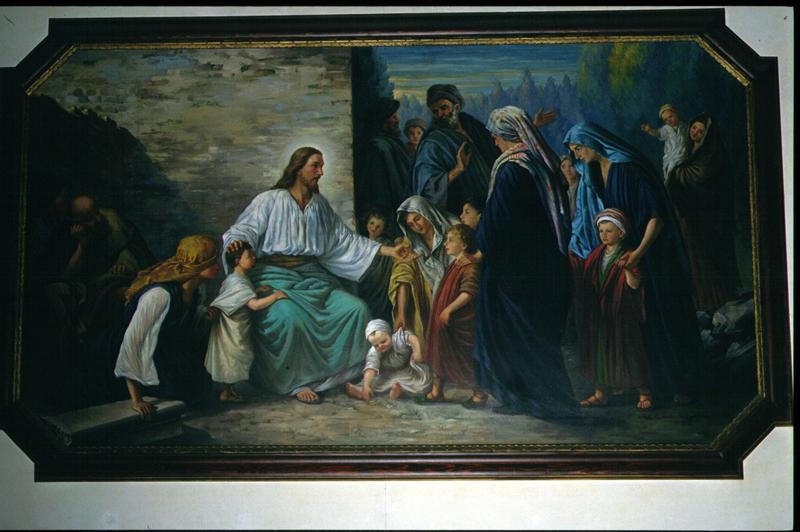 Gesù benedice i bambini (dipinto) di Casagrande Vittorio (attribuito) - ambito veneto (sec. XX)