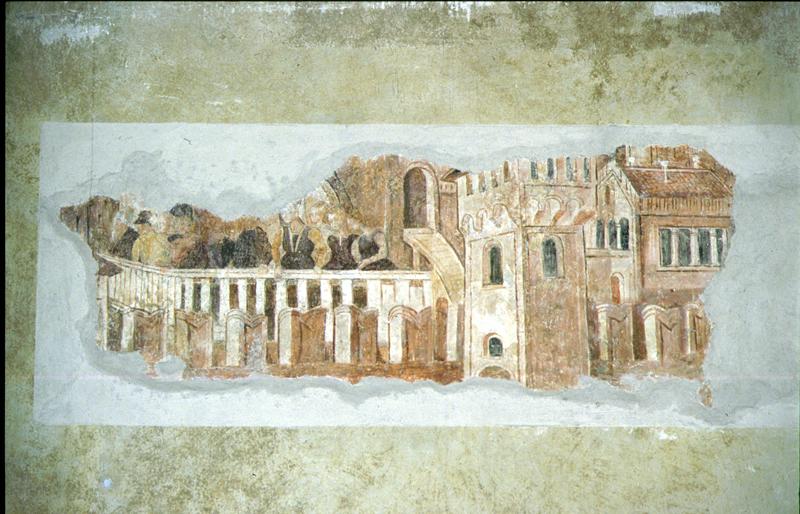 veduta di città (dipinto) di Giovanni Antonio da Meschio (attribuito) - ambito veneto (sec. XV)