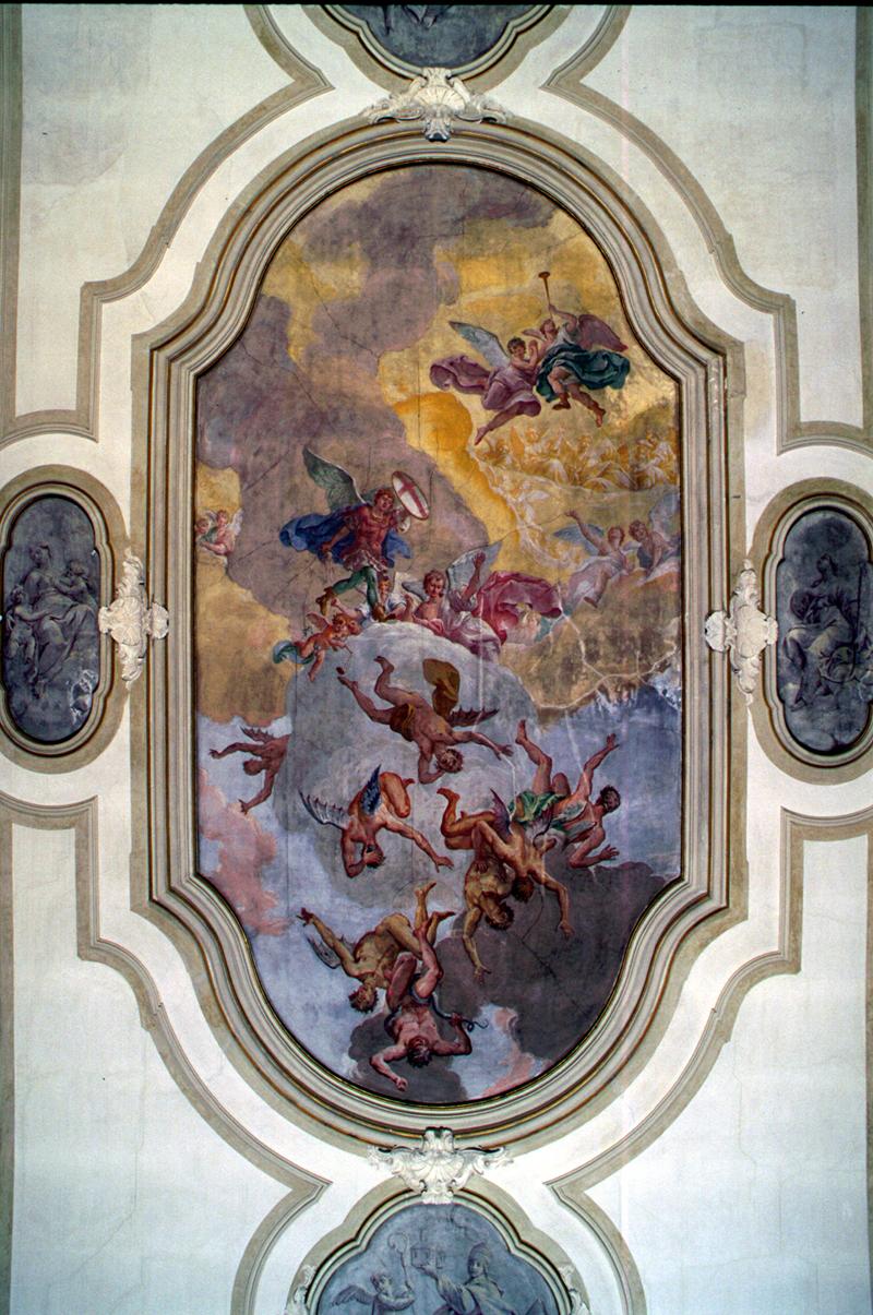 San Michele Arcangelo scaccia gli angeli ribelli dal paradiso (dipinto) di Tiepolo Giovanni Battista (scuola) - ambito veneto (metà sec. XVIII)