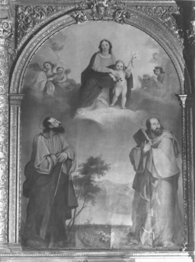 Madonna con Gesù Bambino, San Simone e San Guida (dipinto) di De Lorenzi Giuseppe - ambito veneto (metà sec. XIX)