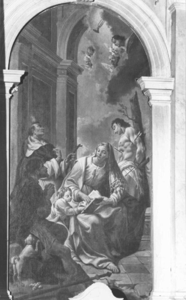 Santa Anna, Santa Maria Bambina, San Sebastiano, San Vincenzo Ferreri, San Rocco (dipinto) di Dall'Oglio Egidio - bottega veneta (sec. XVIII)