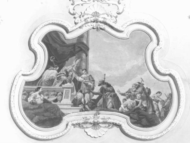 San Silvestro fa l'elemosina ai poveri (dipinto) di Dall'Oglio Egidio - ambito trevigiano (sec. XVIII)