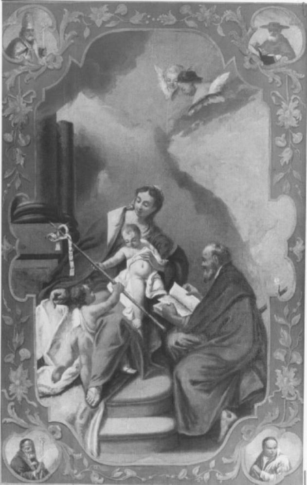 Madonna con Bambino e San Giuseppe (dipinto) di Dall'Oglio Egidio (attribuito) - ambito veneto (sec. XVIII)