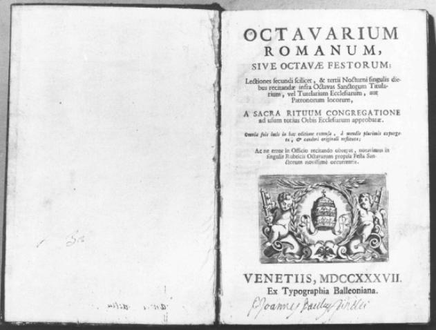 Tiara pontificia entro ovale cinto di alloro retto da angioletti/ aquila bicipite (coperta di libro liturgico) di Balleoni Paolo - ambito veneziano (sec. XVIII)