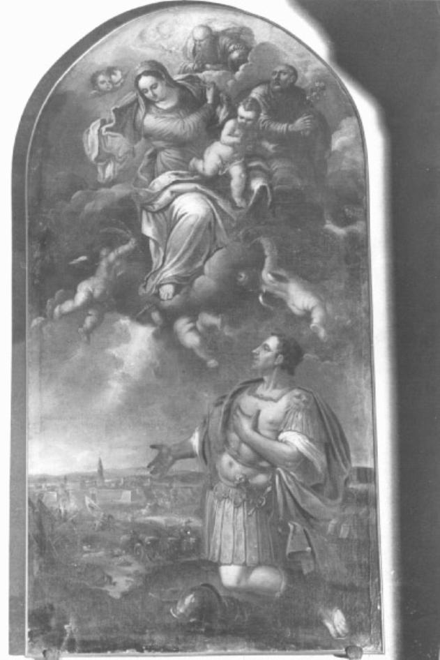 Madonna con Bambino, San Giuseppe e Giovanni Sobieski (dipinto) di Bonagrazia Giovanni (attribuito) - ambito trevigiano (secc. XVII/ XVIII)