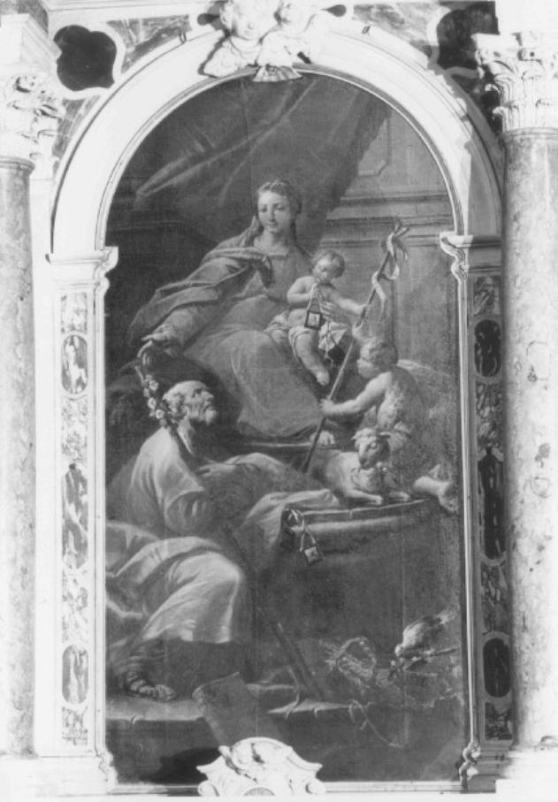 Madonna con Bambino, San Giovanni Battista e San Giu (dipinto) di Dall'Oglio Egidio (attribuito) (sec. XVIII)