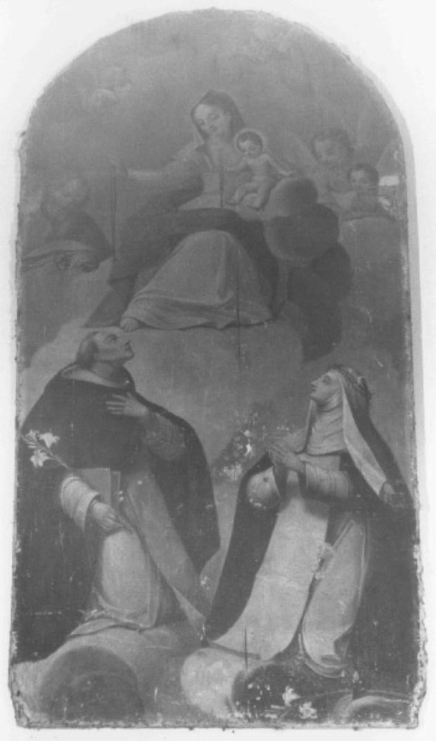 Madonna con Bambino appaiono a San Domenico e a Santa Caterina (dipinto) - ambito veneto (sec. XVIII)
