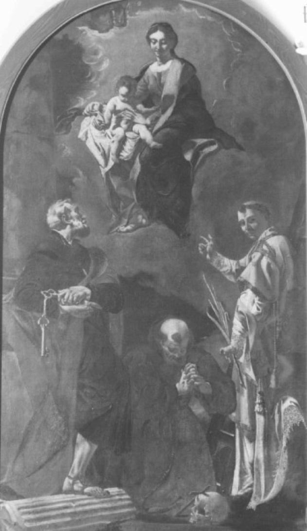 Madonna con Bambino e santi (dipinto) di Marinetti Antonio Detto Chiozzotto (attribuito) - ambito veneziano (sec. XVIII)