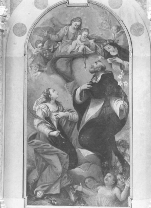 Madonna del Rosario e santi (dipinto) - ambito veneto (sec. XVIII)