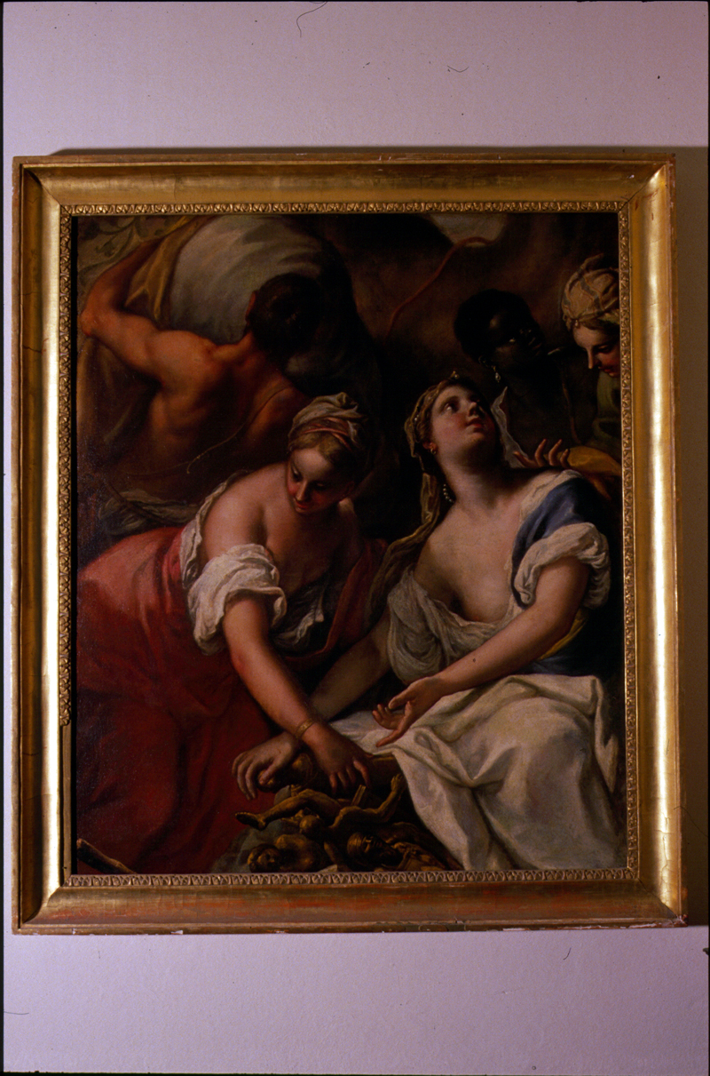 Rachele che scopre gli idoli (dipinto) di Bambini Nicolò (attribuito) - ambito veneto (sec. XVIII)