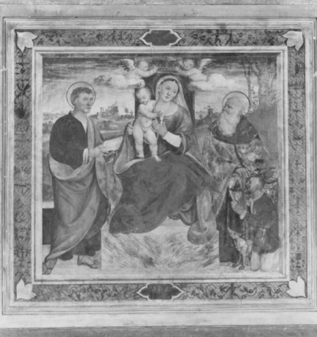 Madonna con Bambino tra San Giuseppe e Sant'Antonio Abate (dipinto) - ambito veneto (sec. XVI)