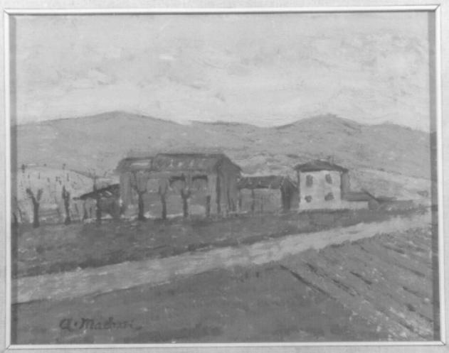 paesaggio con casa (dipinto) di Malossi Arturo - ambito trevigiano (sec. XX)