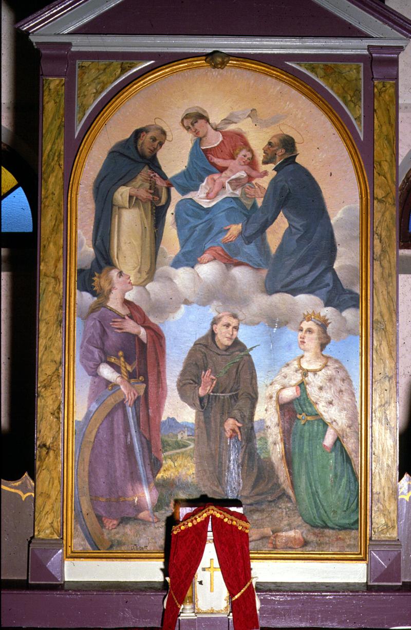 Madonna del Rosario tra Santi (dipinto) di Pigatti Antonio (attribuito) (sec. XX)