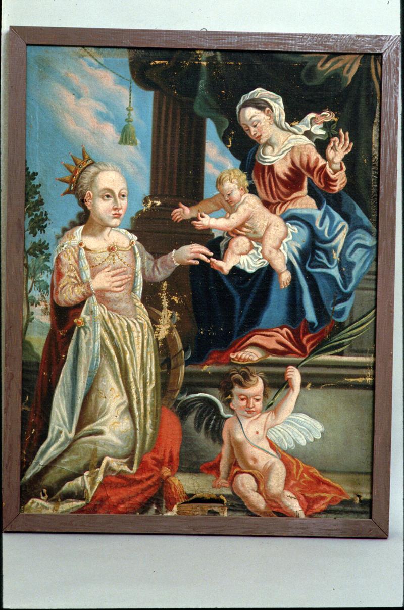 Vergine in trono e Santa Caterina (dipinto) - manifattura veneta (sec. XVIII)