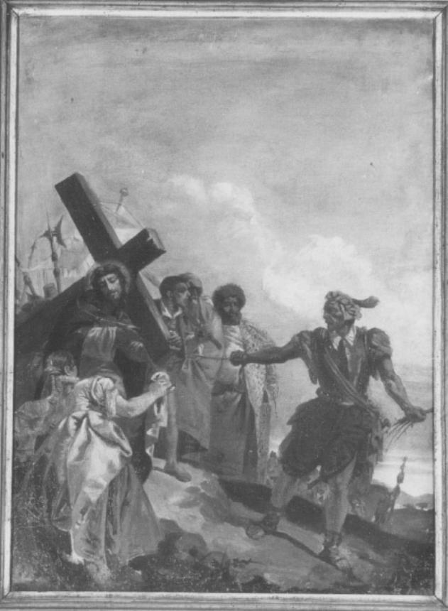 stazione VI: Gesù asciugato dalla Veronica (dipinto) di Stecherle (sec. XX)