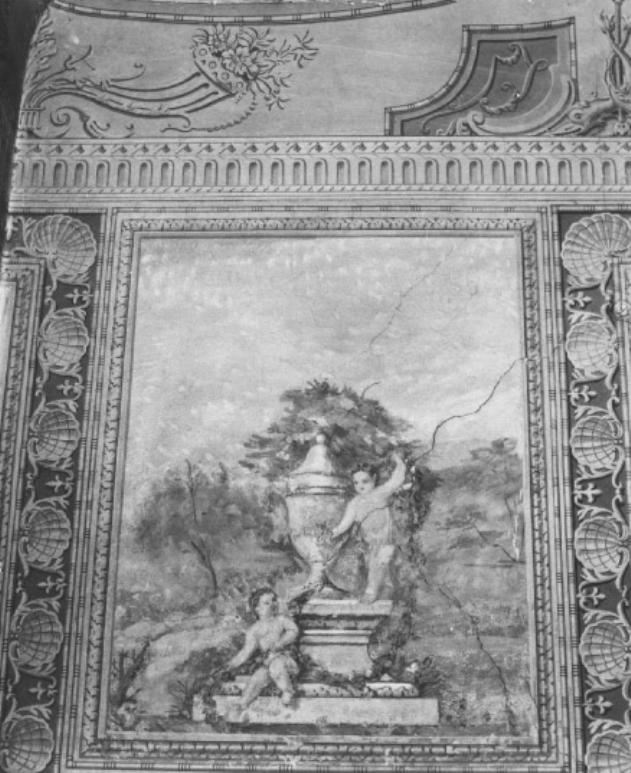 paesaggio con putti e vaso (dipinto) - ambito veneto (sec. XVIII)