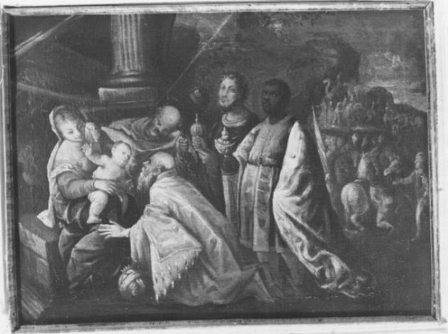 adorazione dei Re Magi (dipinto) di Caliari Paolo Detto Paolo Veronese (maniera), Robusti Jacopo detto Tintoretto (maniera) (prima metà sec. XVII)