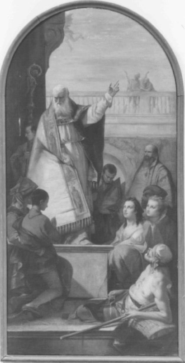 San Paolino risana un ossesso/ miracolo di San Patrizio (dipinto) - ambito veneto (seconda metà sec. XVIII)