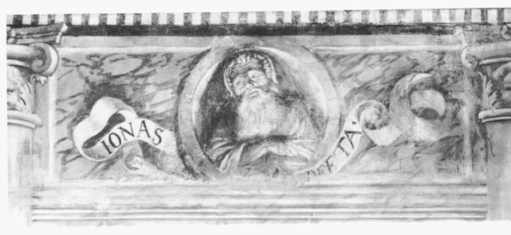 Giona profeta (decorazione pittorica) di Tessari Girolamo detto Girolamo dal Santo (attribuito) (sec. XVI, sec. XVI)