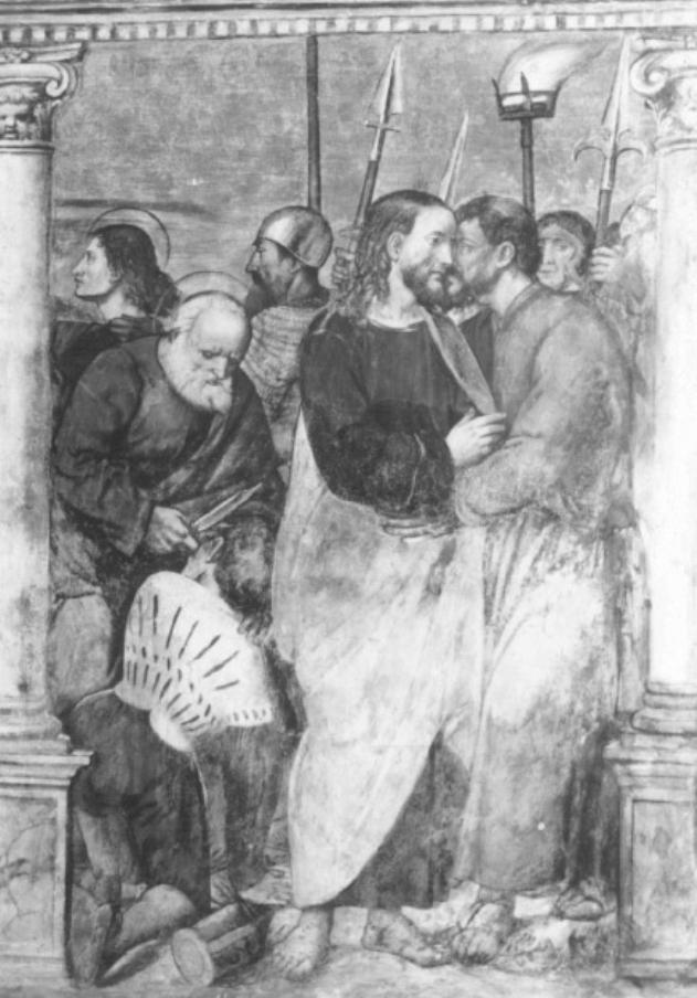 bacio di Giuda (decorazione pittorica) di Tessari Girolamo detto Girolamo dal Santo (sec. XVI, sec. XVI)