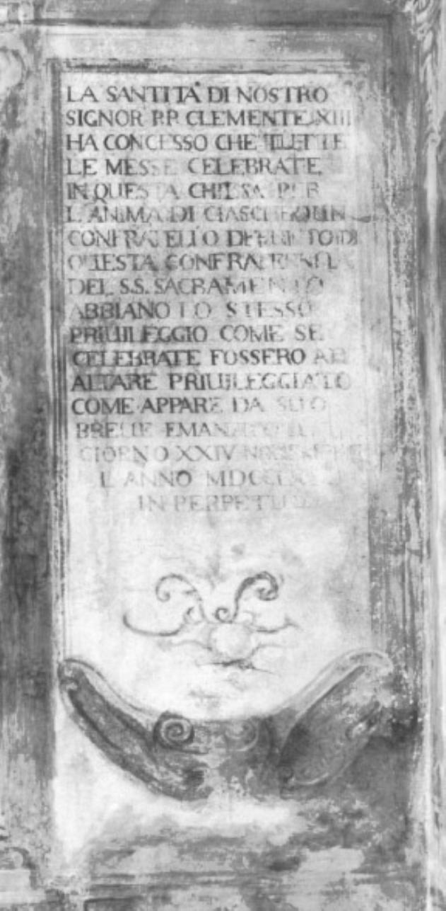 iscrizione (decorazione pittorica) - ambito veneto (sec. XVIII)