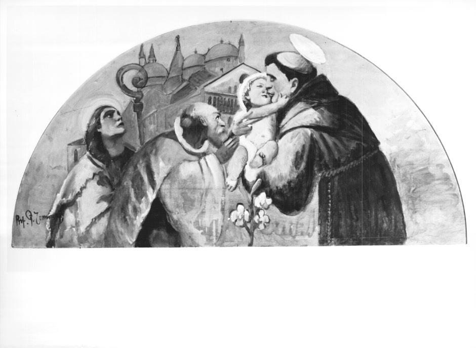 Sant'Antonio da Padova con il Beato Pellegrino e il Beato Compagno O ngarello (dipinto) di Tommasi Giuliano (sec. XX)