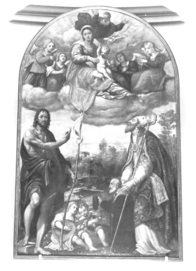 Madonna con Bambino tra San Giovanni Battista, San Tiziano e Ludovico da Porcia (dipinto) - ambito veneto (sec. XVI)