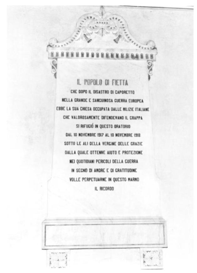 lapide commemorativa - ambito veneto (sec. XX)