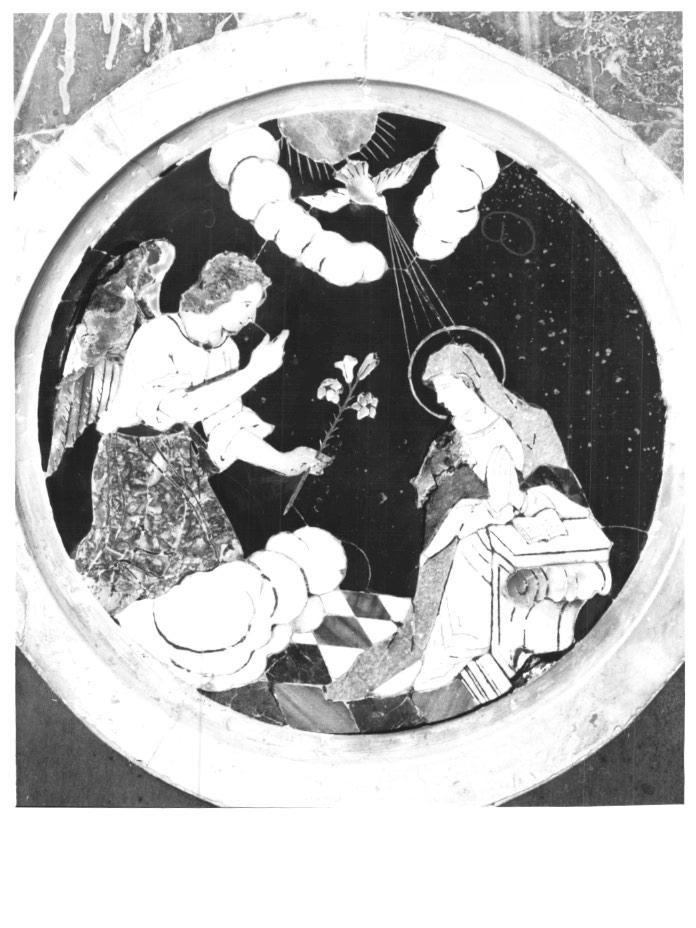 Annunciazione (decorazione a intarsio) - ambito veneto (prima metà sec. XVIII)