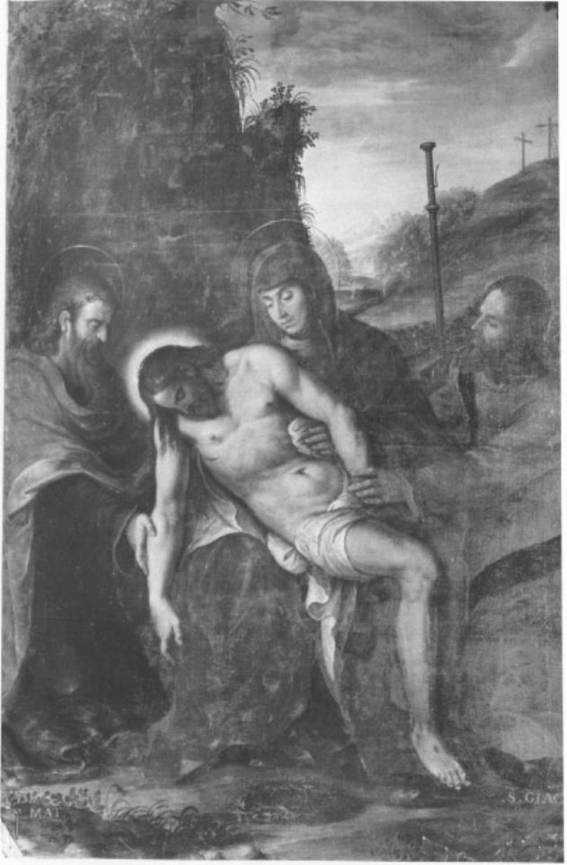 Pietà/ Apostoli Matteo e Giacomo (dipinto) di Frigimelica Francesco (prima metà sec. XVII)