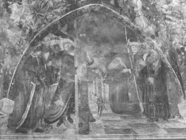 Sant' Andrea riceve la croce (dipinto) di Zago Antonio - ambito veneto (sec. XVI)