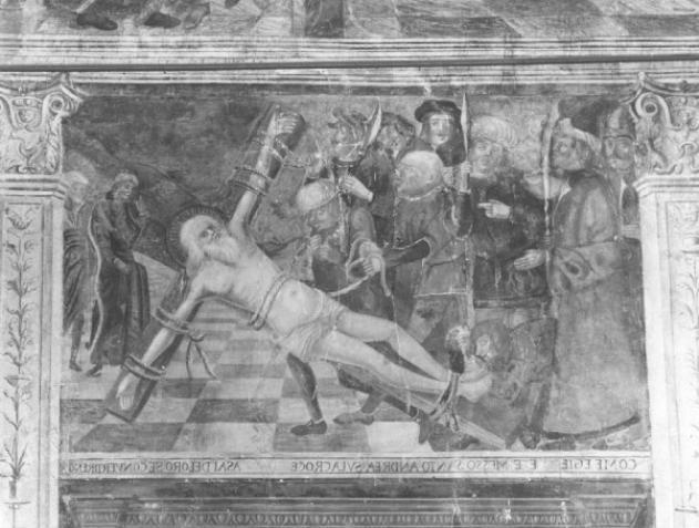 crocifissione di Sant' Andrea (dipinto) di Zago Antonio - ambito veneto (sec. XVI)