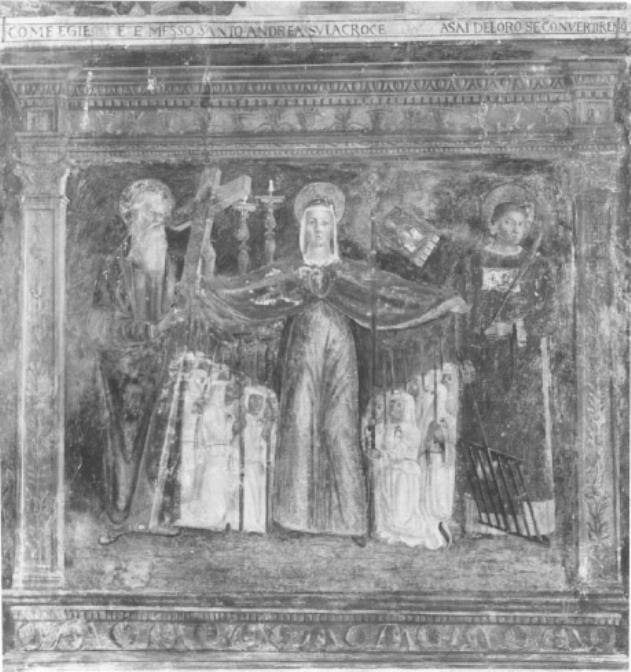 Madonna dei Battuti tra Sant' Andrea e San Lorenzo (dipinto) di Zago Antonio - ambito veneto (sec. XVI)