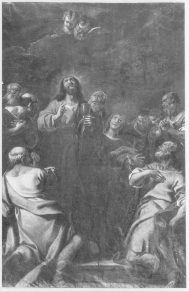 Cristo istituisce l'eucarestia (stendardo) di Lazzarini Antonio (maniera) (secc. XVIII/ XIX)