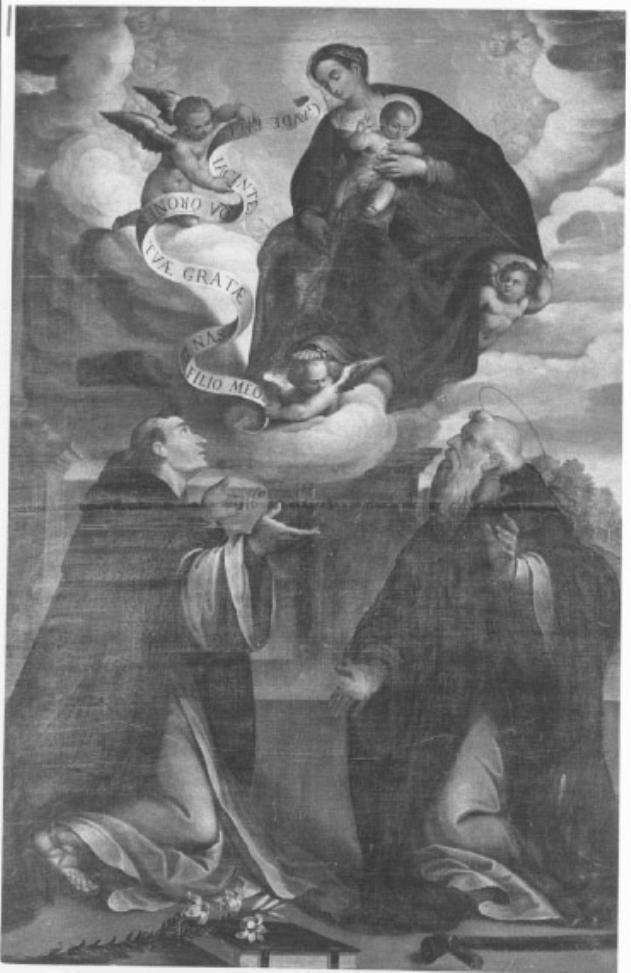 Madonna con Bambino Sant'Antonio Abate e San Giacinto (dipinto) di Frigimelica Francesco (sec. XVII)