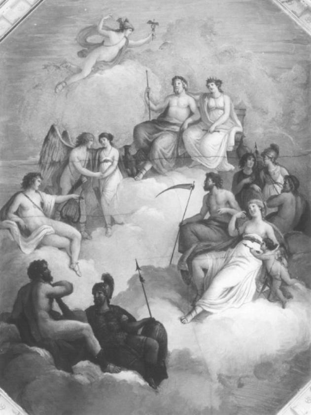 Psiche accolta nell Olimpo (dipinto) di Moro Pietro (sec. XIX)